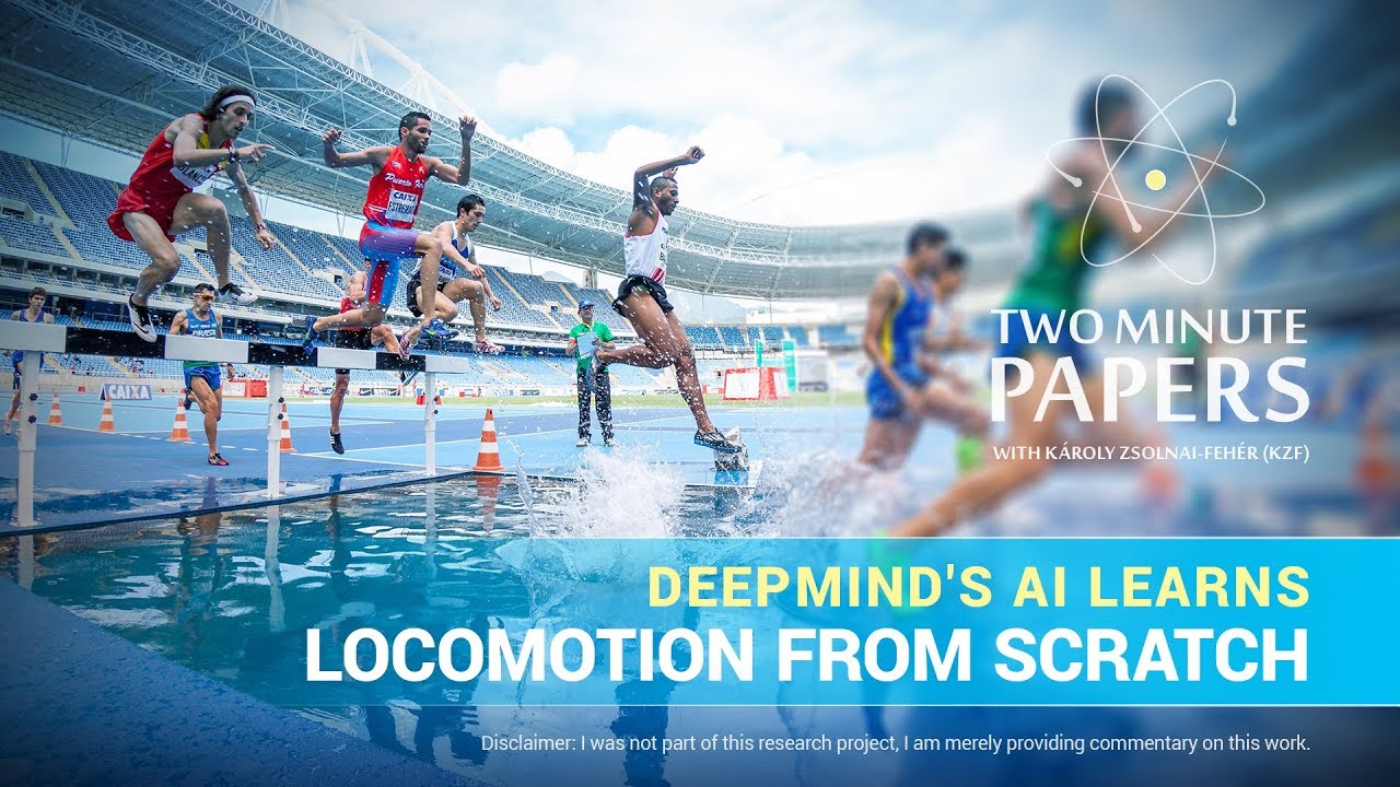 DeepMind's AI Learns Locomotion From Scratch | Two Minute Papers #190