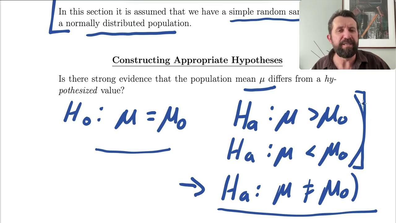 Hypothesis tests for one mean: Introduction | Full lecture (Intro Stats)