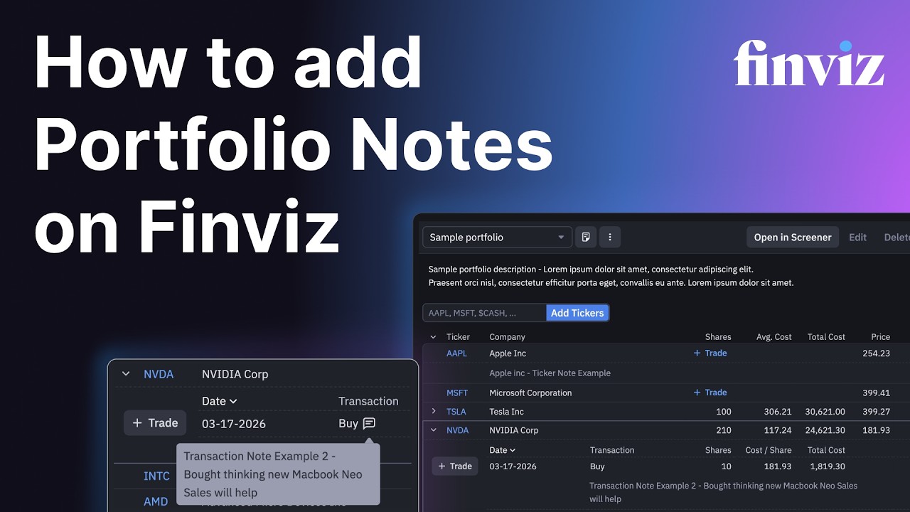 How to Add Portfolio Notes on Finviz