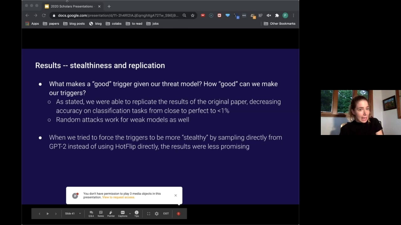 Universal Adversarial Perturbations and Language M… | Pamela Mishkin | OpenAI Scholars Demo Day 2020