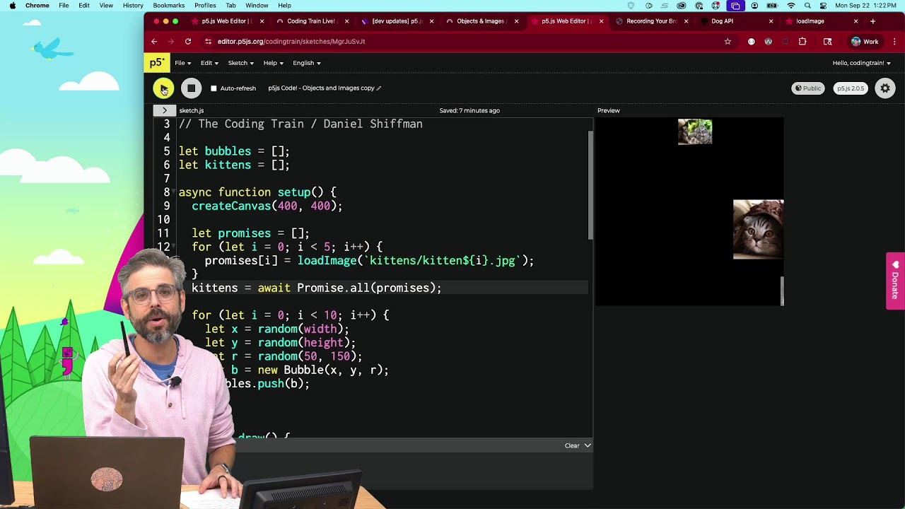 p5.js 2.0: loading data with async and await (LIVE RECORDING SESSION ARCHIVE)