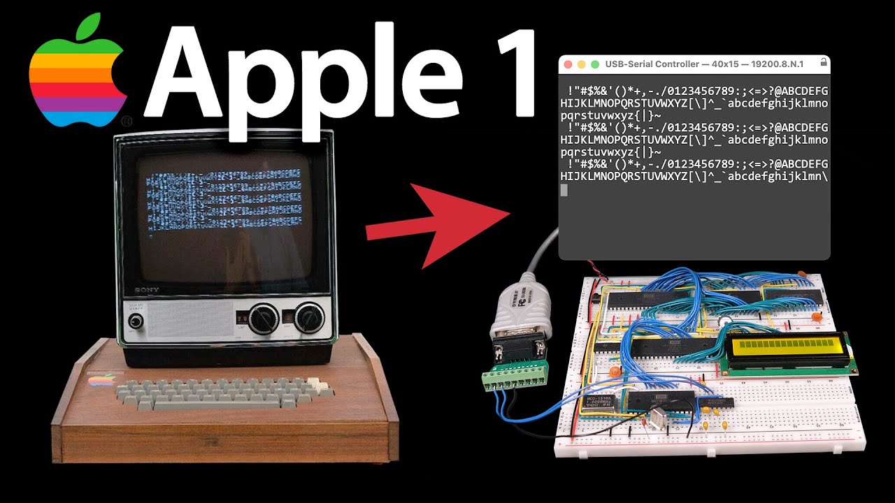 Running Apple 1 software on a breadboard computer (Wozmon)