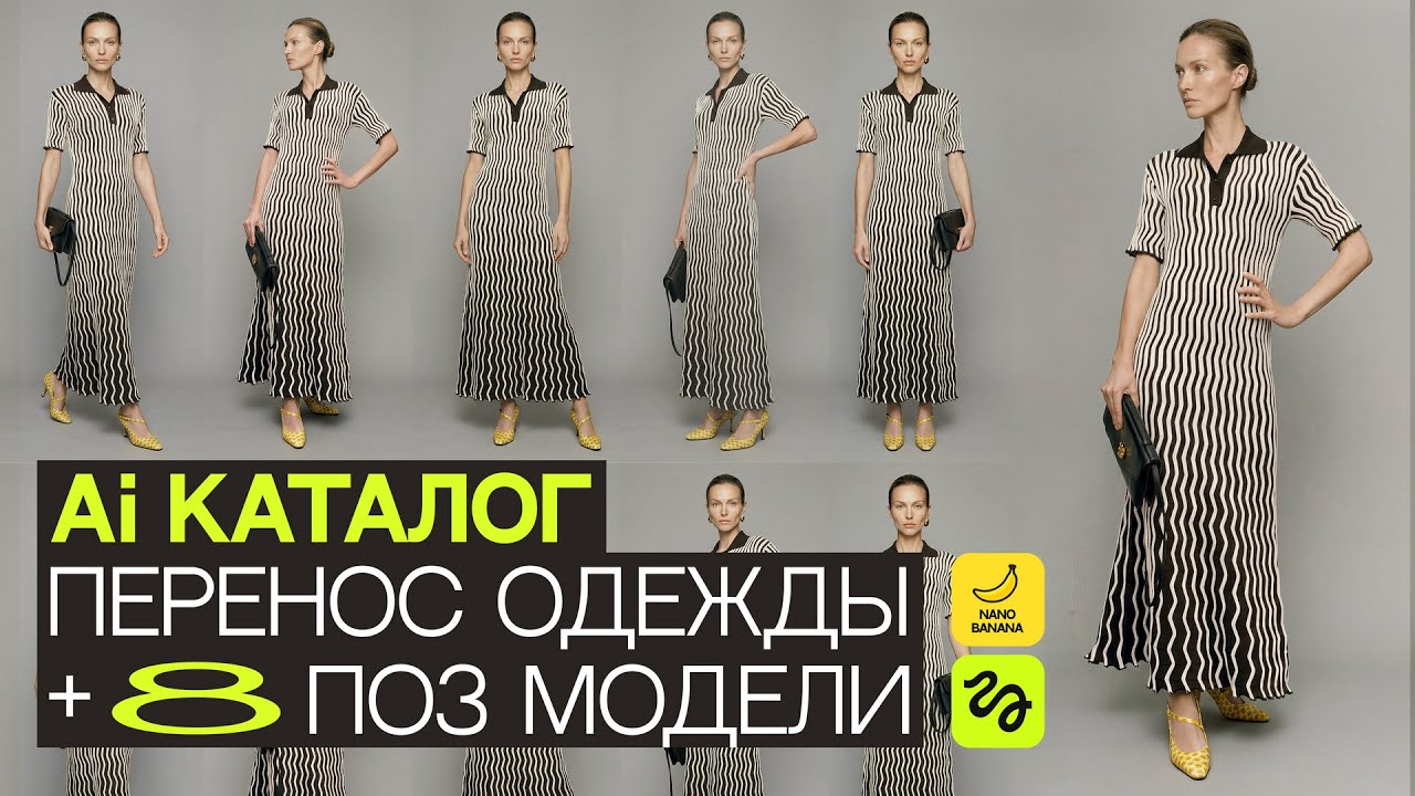 Ai КАТАЛОГ - ПЕРЕНОС ОДЕЖДЫ + 8 ПОЗ МОДЕЛИ | NANO BANANA PRO