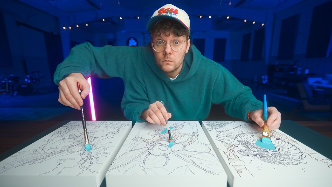 Making 3 paintings at the same time!