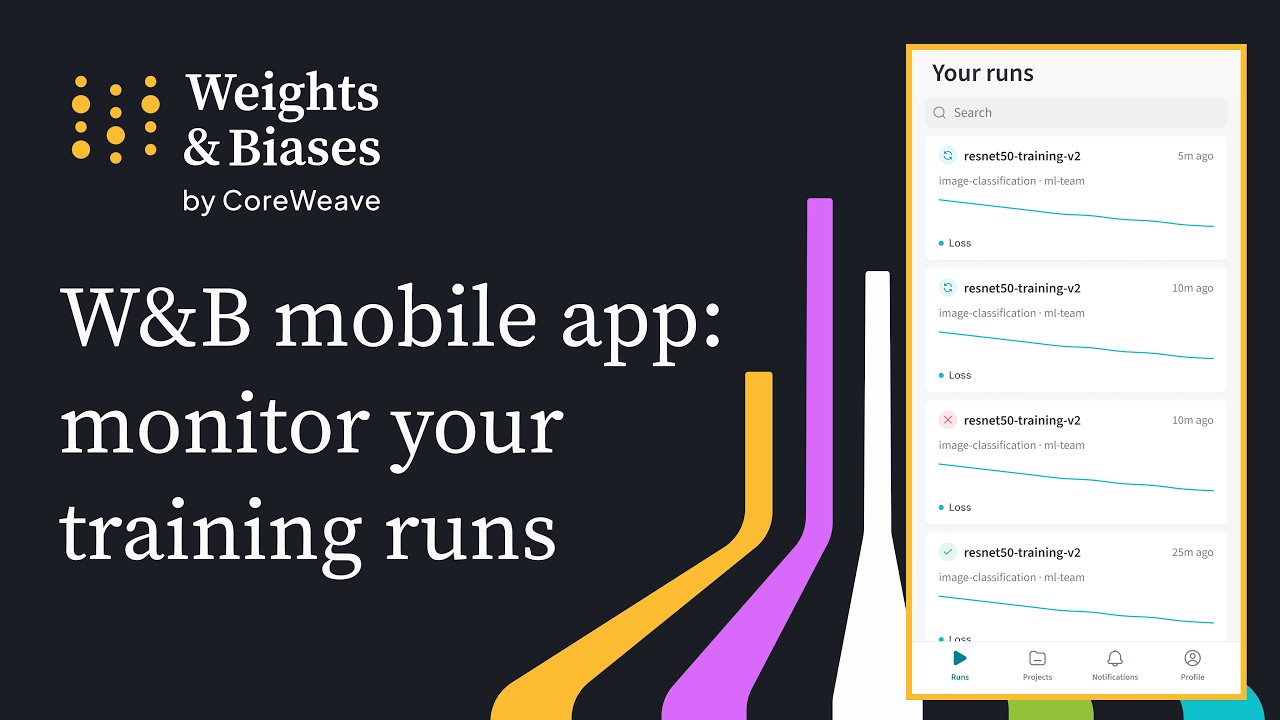 Monitor your training runs with the Weights & Biases mobile app