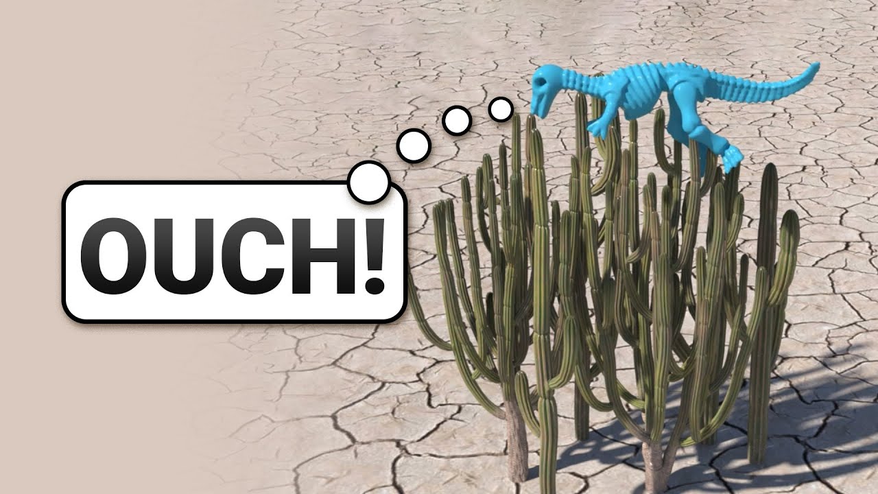 Watch This Virtual Dinosaur Fall Into A Cactus! 🦖🌵