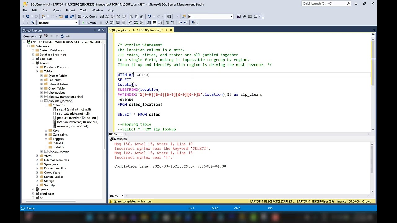 Watch Me Clean Messy Location Data with SQL