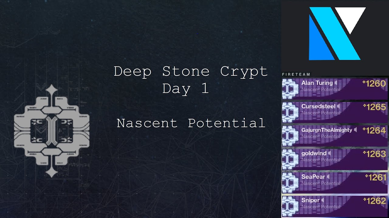 Deep Stone Crypt - Day 1 with Nascent Potential - All successful encounters