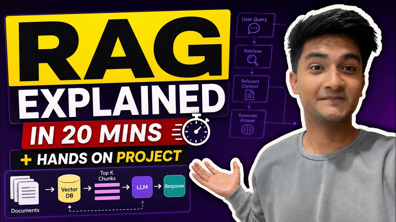 RAG Explained in 20 Minutes | Retrieval Augmented Generation + Hands on Project