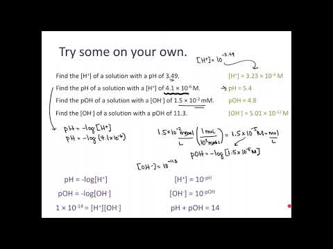 Calculations with pH, pOH, Kw, [H+], [OH-]