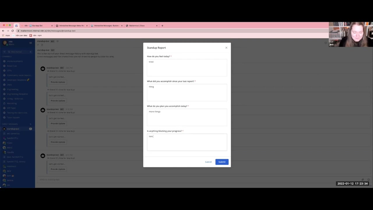 Create a Mattermost bot for daily standups