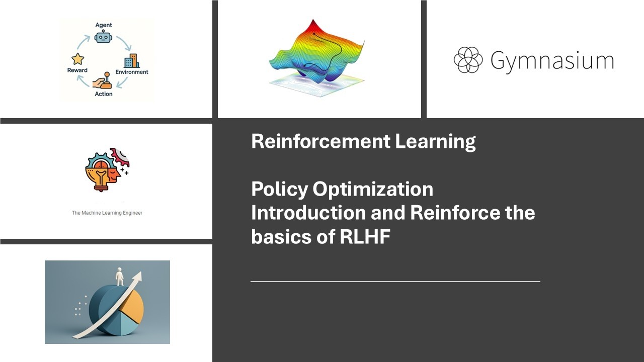 Reinforcement Learning:  Policy Optimization Introduction.  Reinforce to PPO to RLHF #datascience