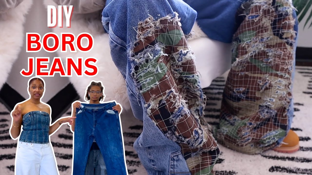 DIY Boro Jeans Upcycle | Wide Leg Jeans Thrift Sewing Alteration