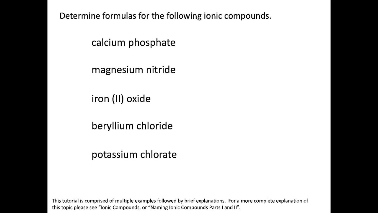 Ionic Compounds: Name and Formula Examples - Chemistry Tutorial
