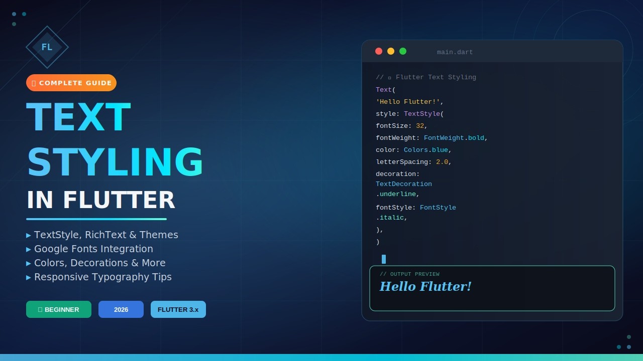 Flutter Text Styling MASTERED in 4 mins — Flutter TextStyles (2026)