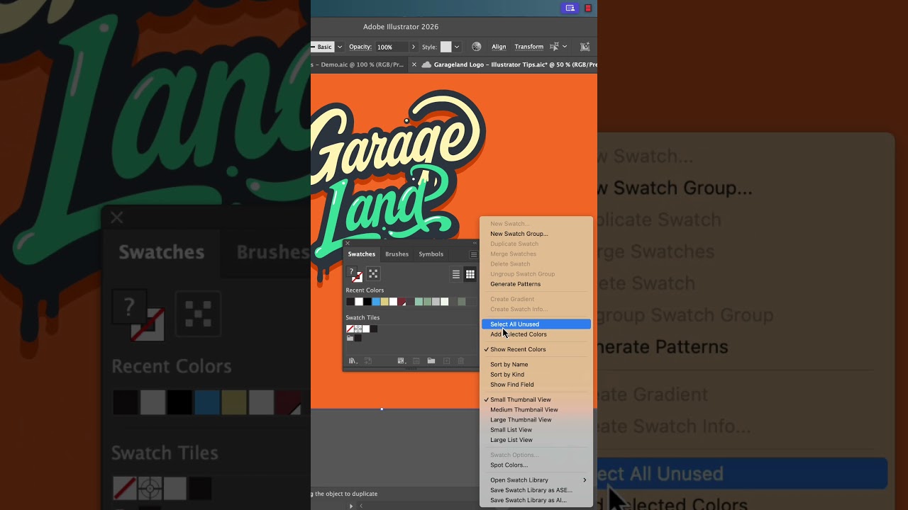 Tidy up your #adobeillustrator artboards with swatches and trim view!